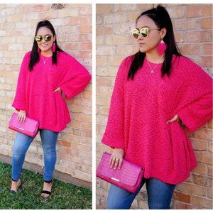 Pretty In Pink Popcorn Knit Sweater